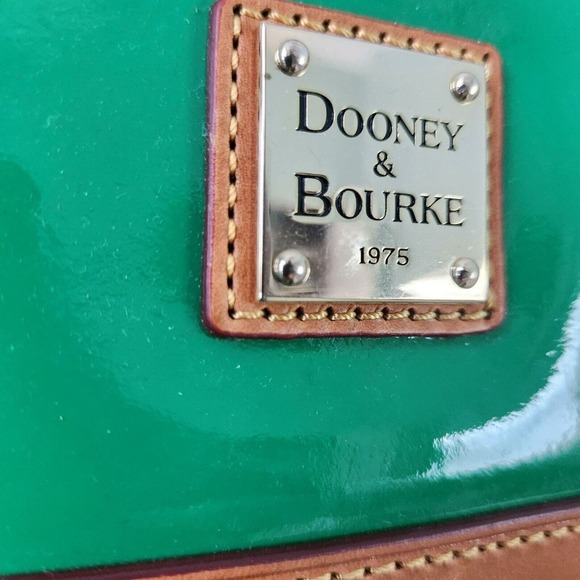 Dooney & Bourke Double Strap Shoulder Tassel Bag Green Patent Leather Purse - Picture 8 of 16